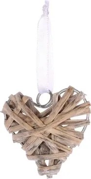 Závesná dekorácia Srdce prútené, šedá%