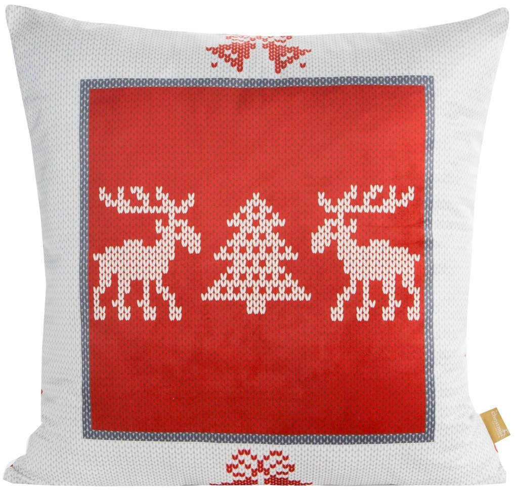 VIANOČNÁ DEKORAČNÁ OBLIEČKA NA VANKÚŠ REINDEER 1KS 60X60 CM VZOROVANÁ