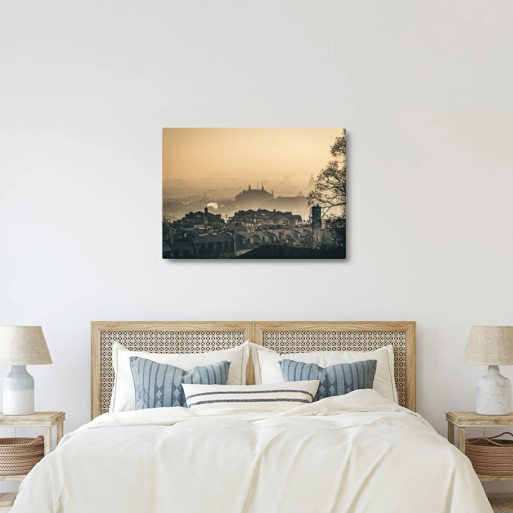 Obraz - Mesto pod hmlou (70x50 cm)