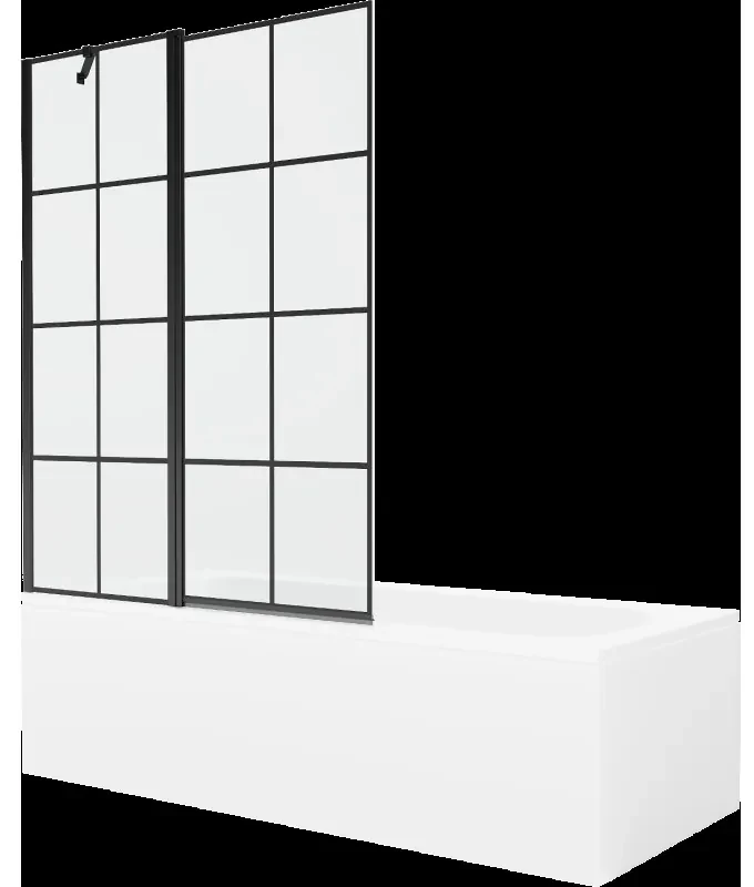 Mexen Vega obdĺžniková vaňa 170 x 70 cm s obkladom a 1-krídlovou sprchovou zástenou 120 cm, Čierny vzor - 550117070X9412117077