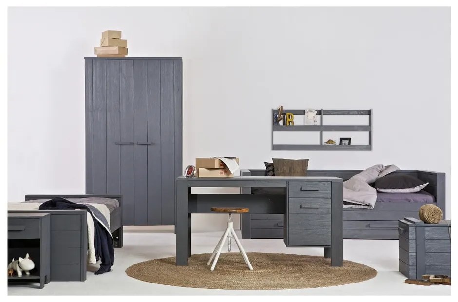 Sivá jednolôžková posteľ 90x200 cm Dennis – WOOOD