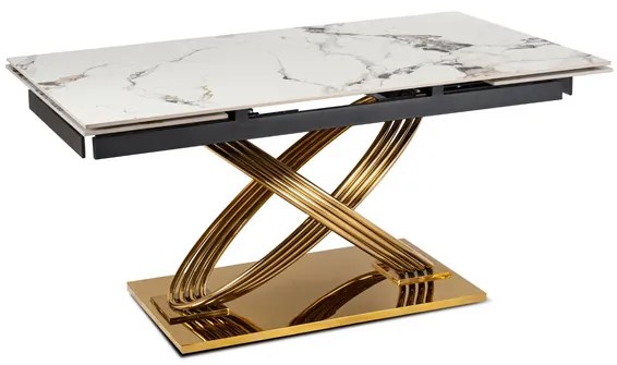 Rozkladací stôl RONNY 160–240 cm biely mramor / Zlatá