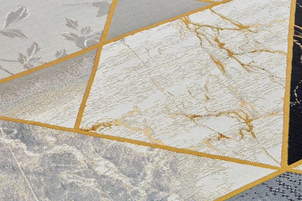 Hanse Home, Kusový koberec Flair 105610 Noble Black Grey Gold – na von aj na doma, 240x340, šedá, chodba / predsieň