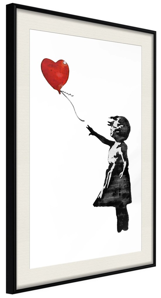 Artgeist Plagát - Banksy: Girl with Balloon [Poster] Veľkosť: 40x60, Verzia: Zlatý rám s passe-partout