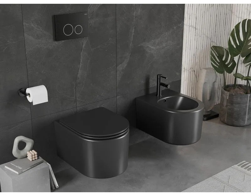 Mexen Sofia Rimless závesná wc misa, čierna matná, 3354XX85