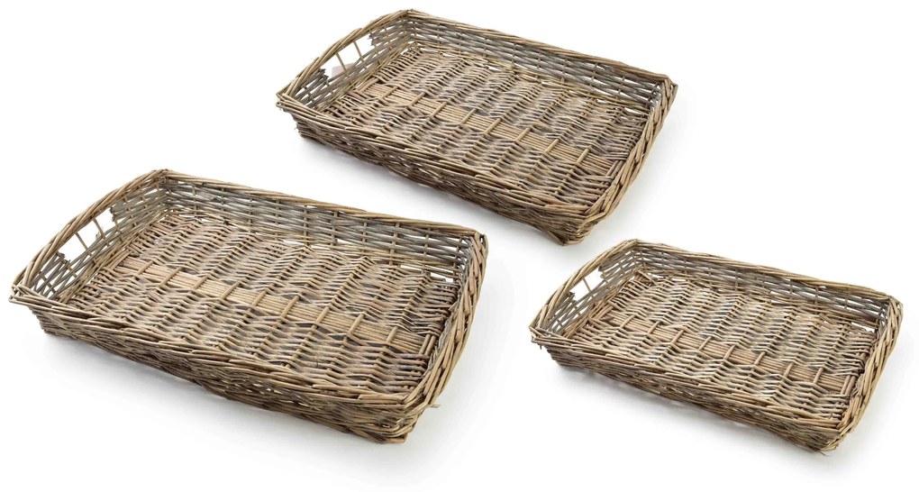 Sada 3 ks pletených podnosů WAZON I přírodní