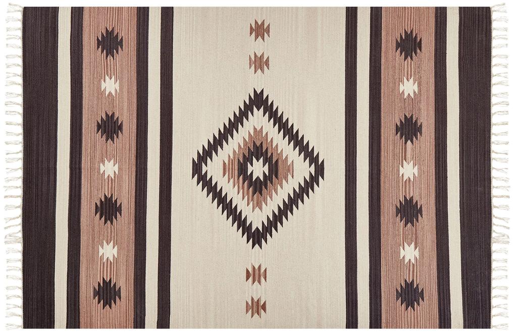 Bavlnený kelímový koberec 140 x 200 cm béžová a hnedá ARAGATS Beliani