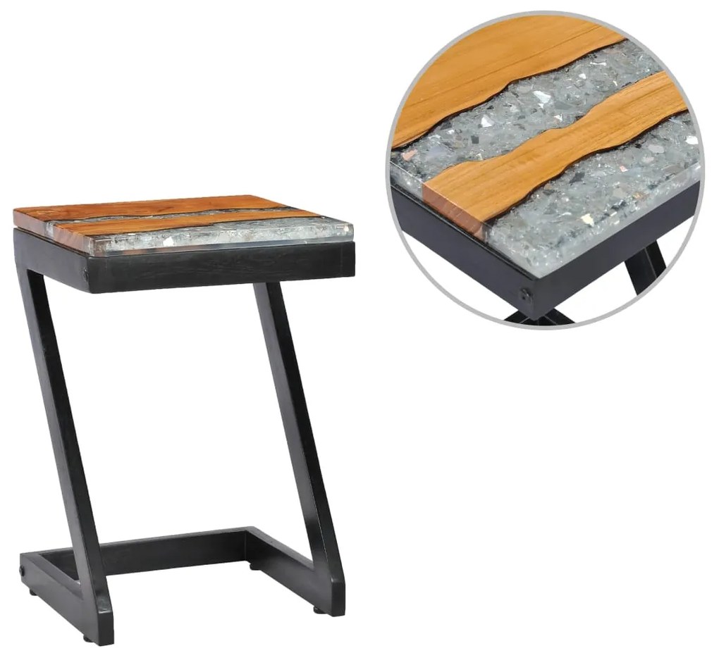vidaXL Konferenčný stolík 30x30x50 cm, tíkový masív a polyresin