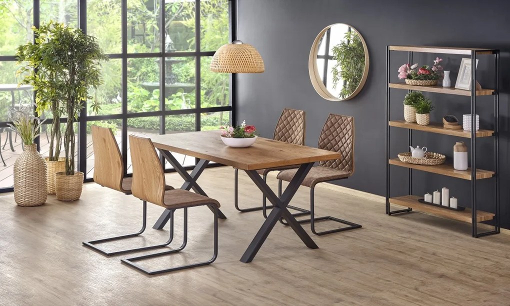 Jedálenský rozkladací stôl Xaver 160/250 cm dub jasný/čierny