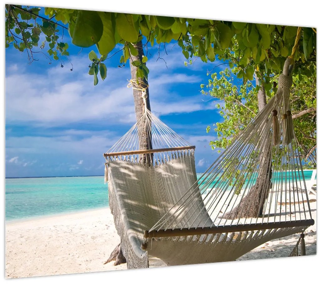 Obraz - Hojdacia sieť na pláži (70x50 cm)