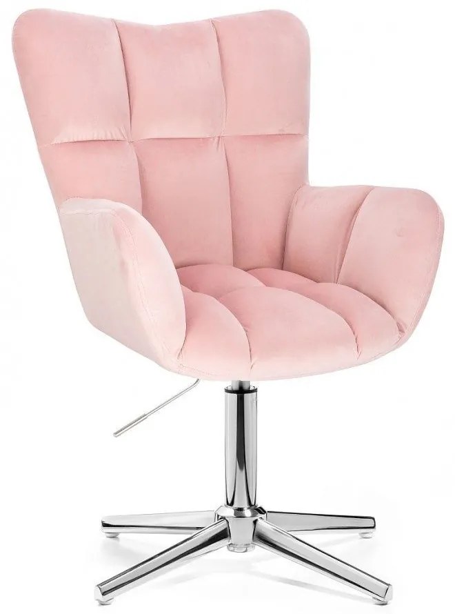 LuxuryForm DESIGN Otočné kreslo AURORA VELUR na striebornom kríži - svetlo ružové