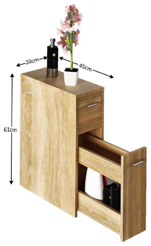Tempo Kondela Kúpeľňová skrinka, dub sonoma, NATALI TYP 7