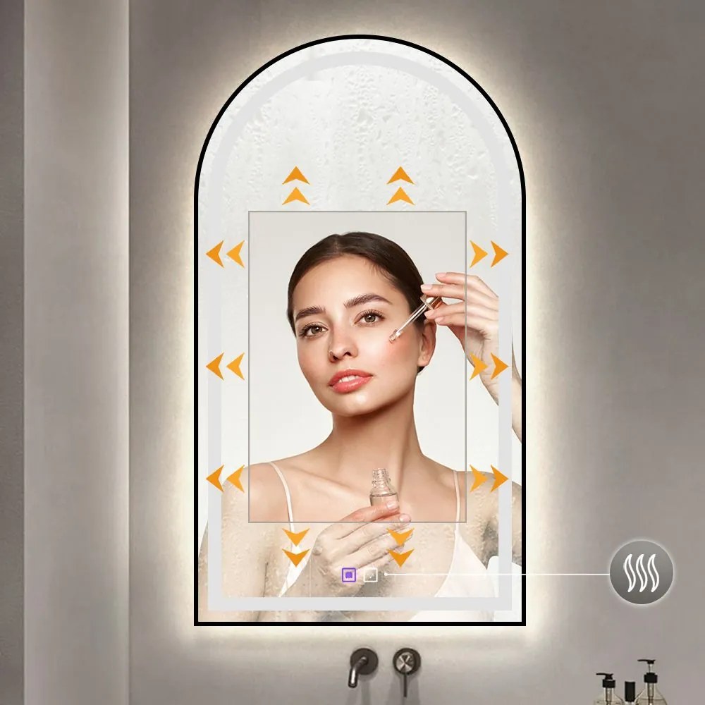 Tutumi Tutumi, LED zrkadlo 60x100cm s čiernym rámom, HOM-06504