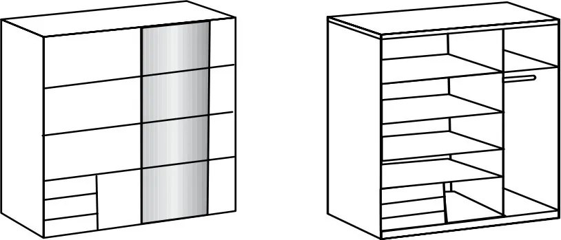 Šatníková skriňa so zrkadlom Emden, 135 cm, biela