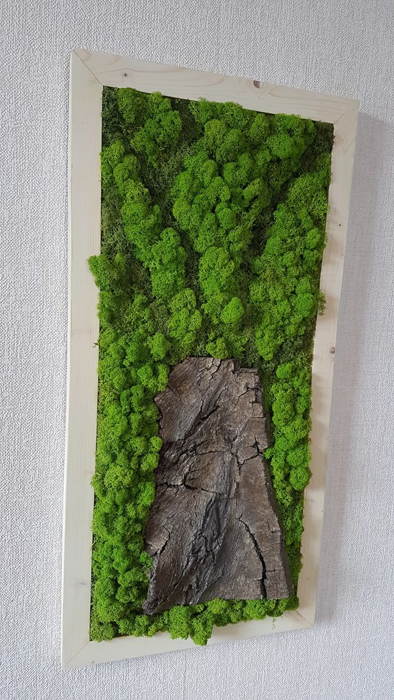 Machový obraz s prírodnou kôrou 100cm x 45cm