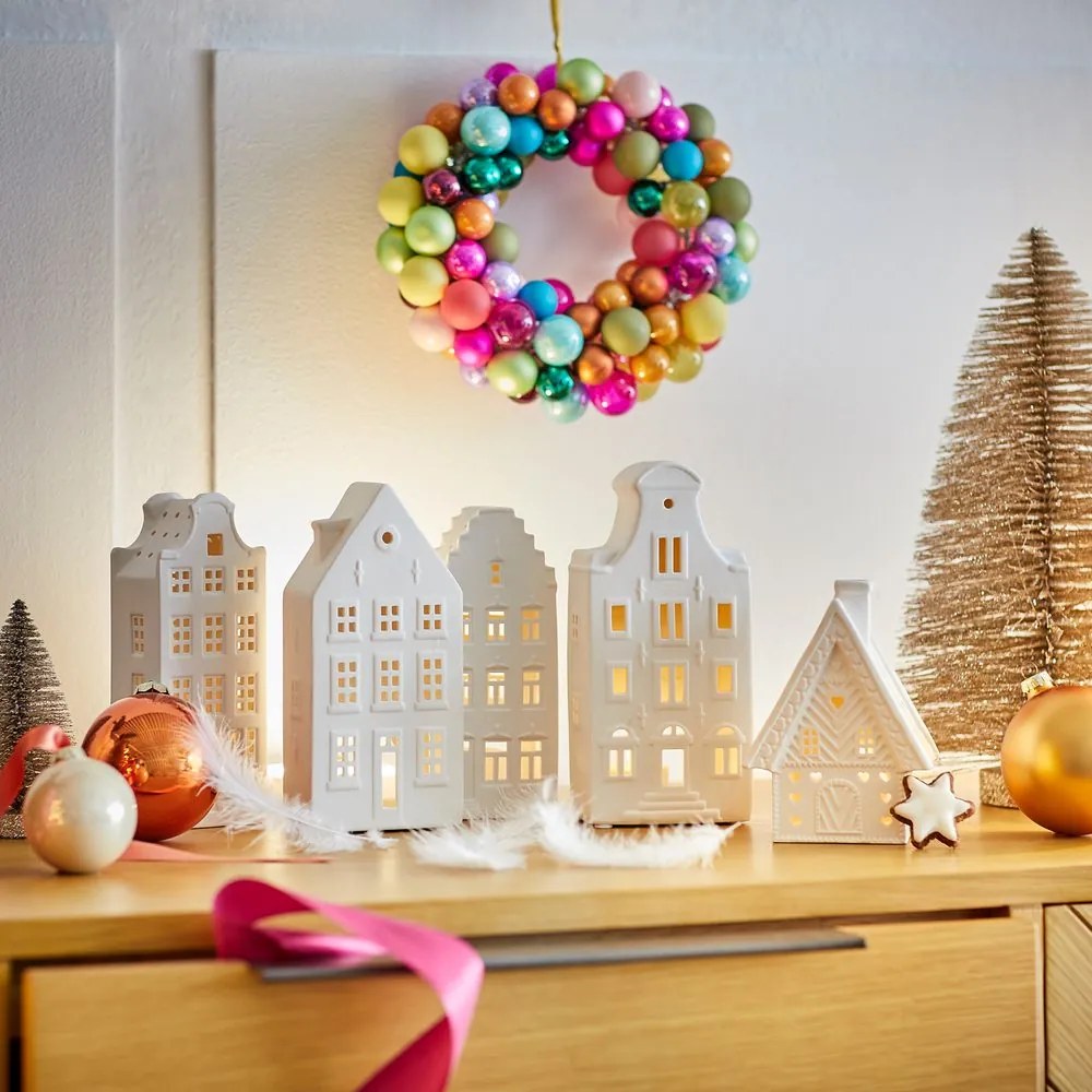 X-MAS veniec zo sklenených vianočných guličiek 25 cm