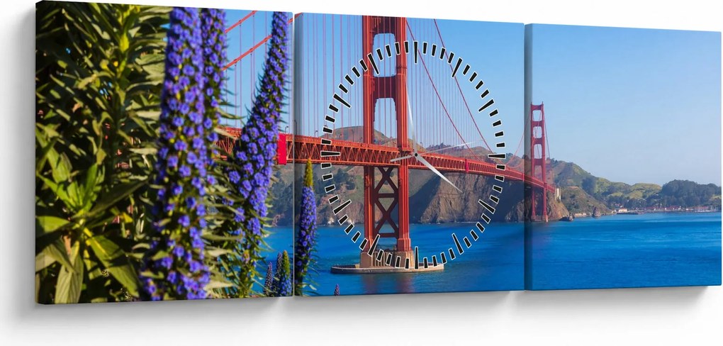 Obraz - Golden Gate Bridge, San Francisco (s hodinami) (90x30 cm)