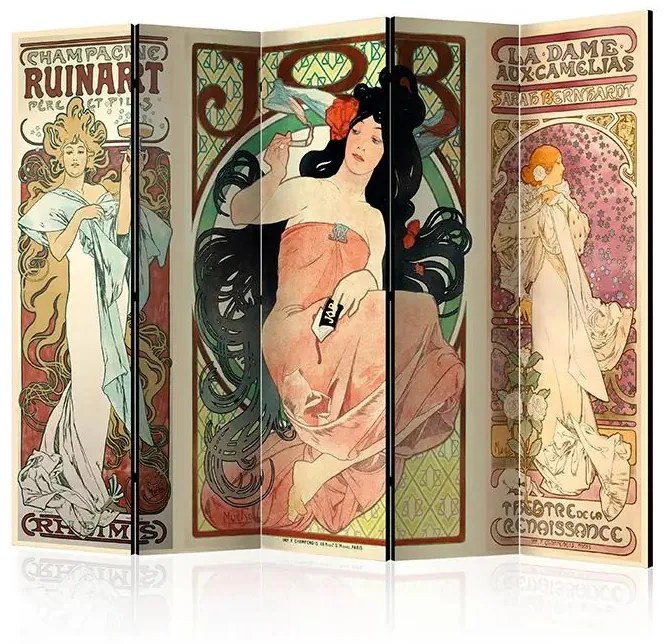 Paraván - Alphonse Mucha. Women's II [Room Dividers] Veľkosť: 225x172, Verzia: Jednostranný