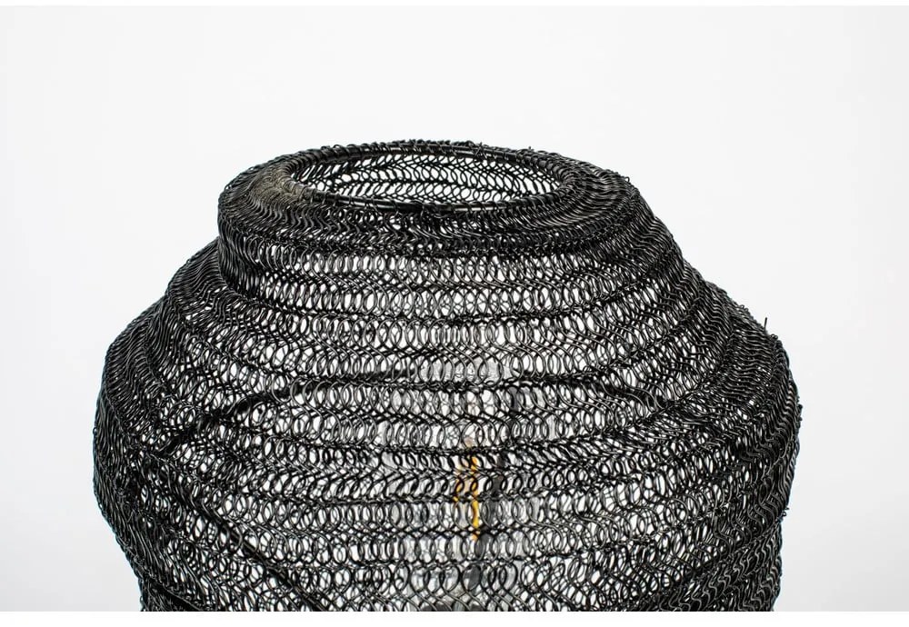 Čierna stolová lampa White Label Lena