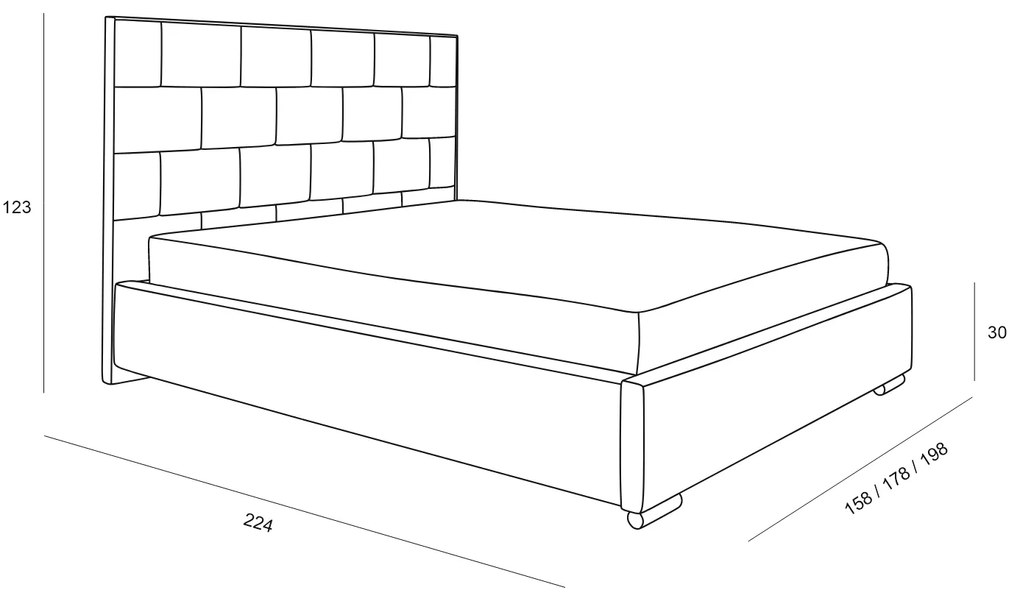 VANESSA 200x200 MANŽELSKÁ POSTEĽ S VÝKLOPNÝM ROŠTOM