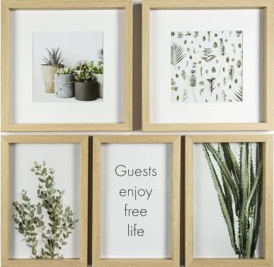 Multirám pre 8 ks foto 15x24 cm + 14x14 cm, prírodné drevo%