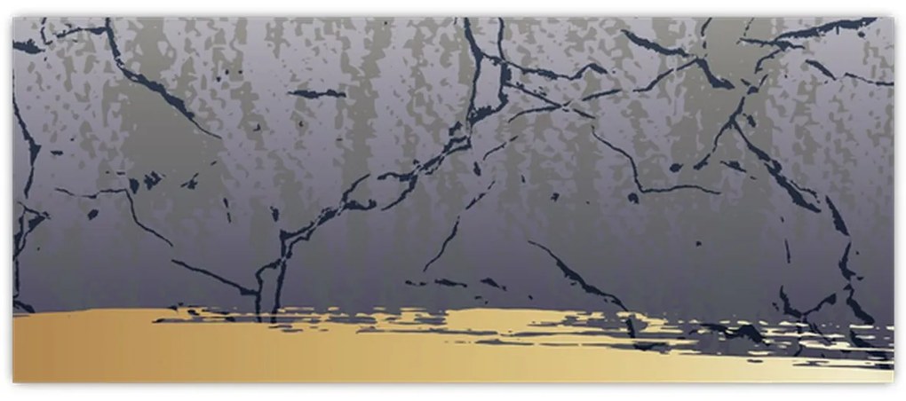 Obraz - Modrá a zlatá abstrakcia N⁰1 (120x50 cm)