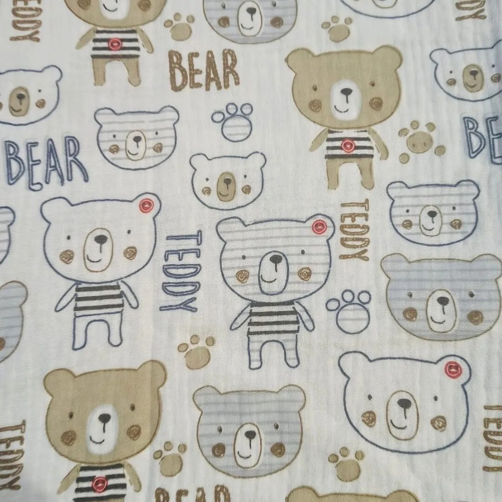 Mušelínové obliečky Teddy Bear TiaHome - Detský set 130x90cm + 65x45cm