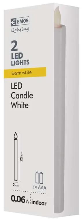 EMOS Sada dekoračných LED horiacich sviečok, 2ks, biele