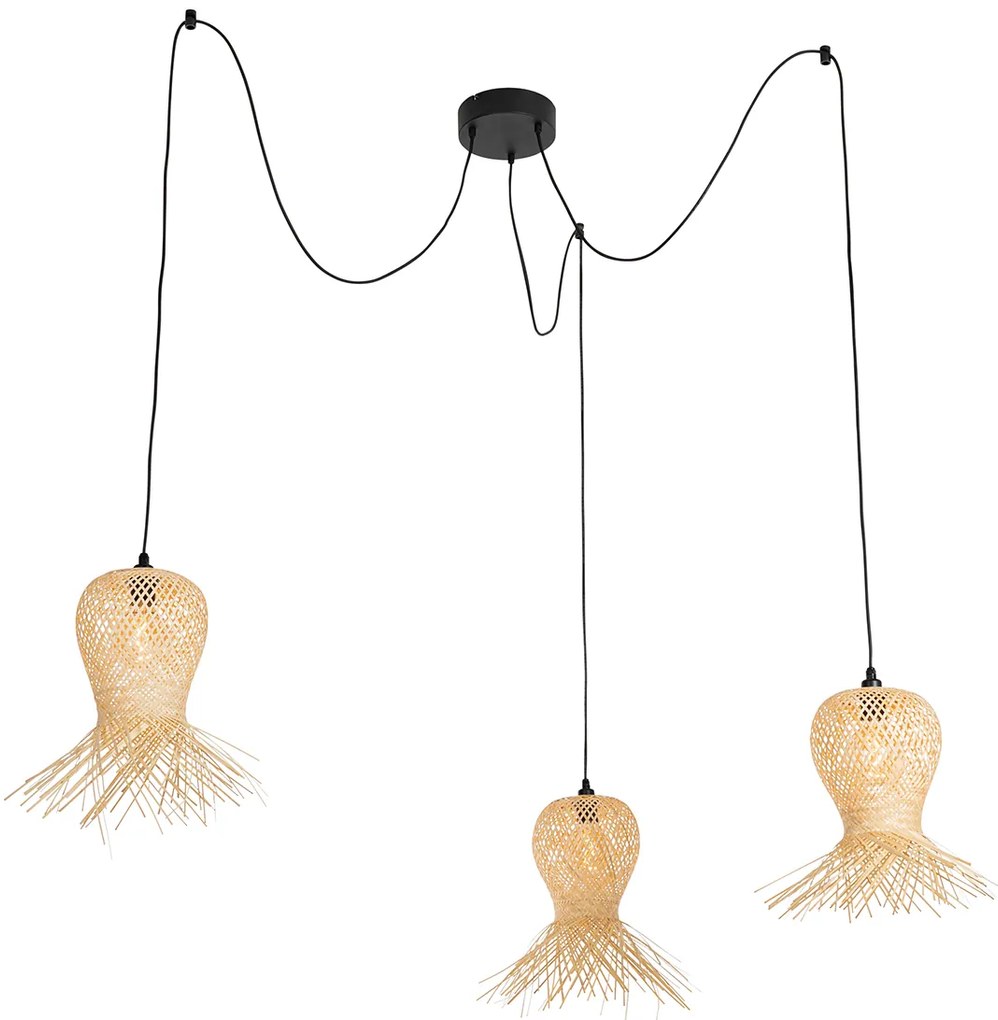 Orientálna vonkajšia závesná lampa bambus 3-svetlo IP44 - Carlos