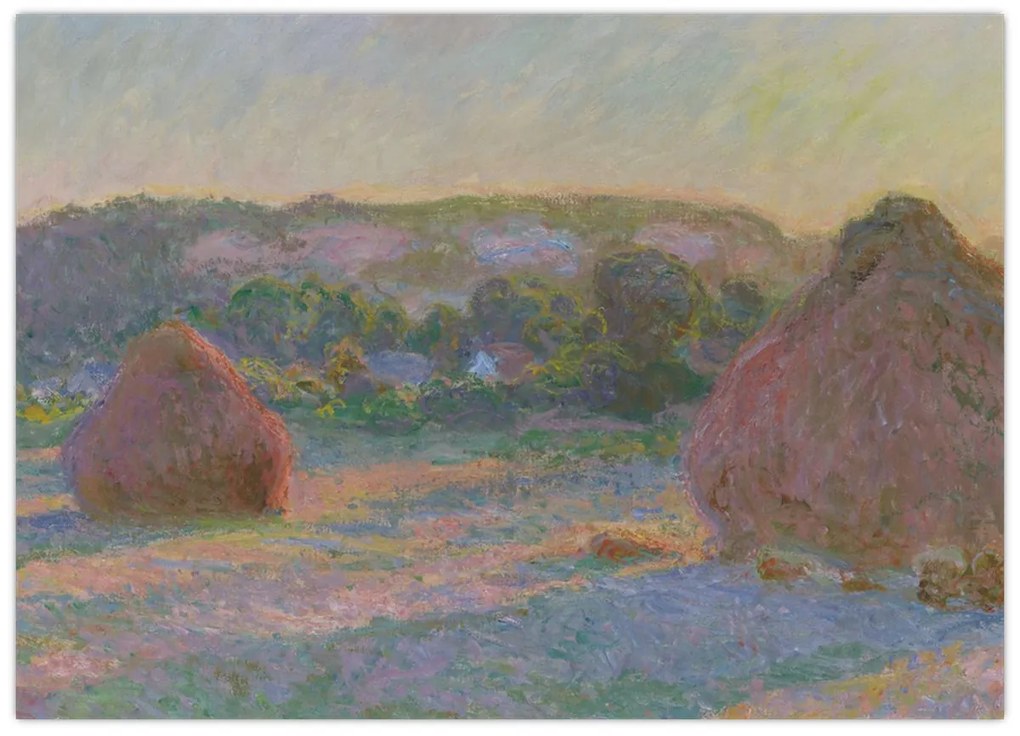 Sklenený obraz - Claude Monet, Stacks of Wheat (End of Summer) , reprodukcia (70x50 cm)