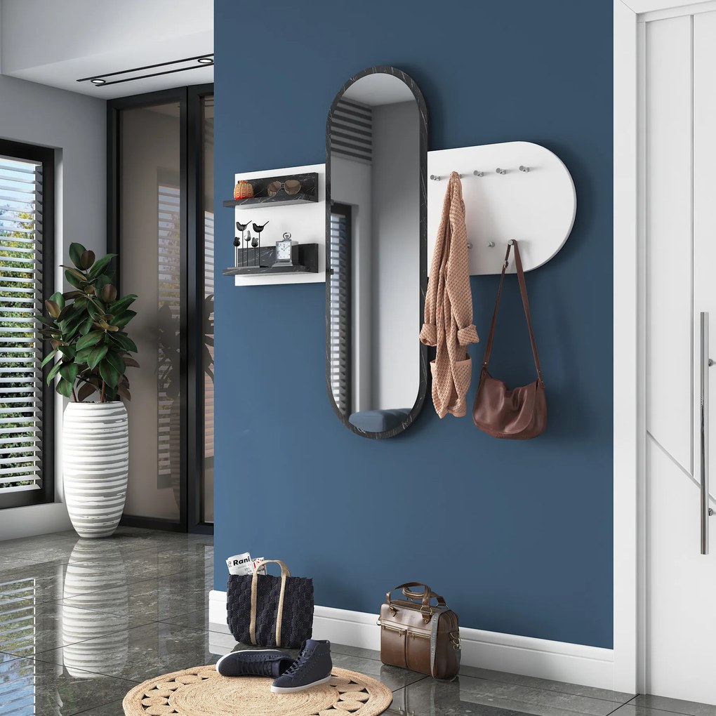 Predsieňová zostava Pixie 3 (Biela) (so zrkadlom). Akcia -19%. Vlastná spoľahlivá doprava až k Vám domov. 1072344