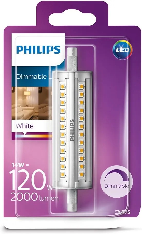 Philips LED Stmievateľná žiarovka Philips R7s/14W/230V 3000K 118mm P3898