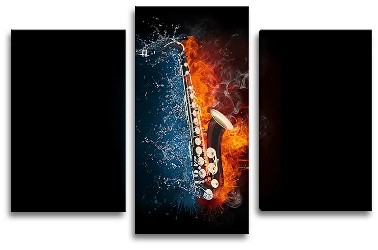 Sablio Obraz - 3-dílný Ohnivý saxofón - 75x50 cm
