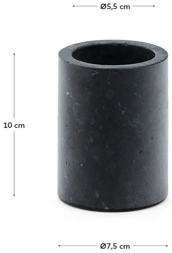 Tmavozelený mramorový téglik na zubné kefky Elenei – Kave Home