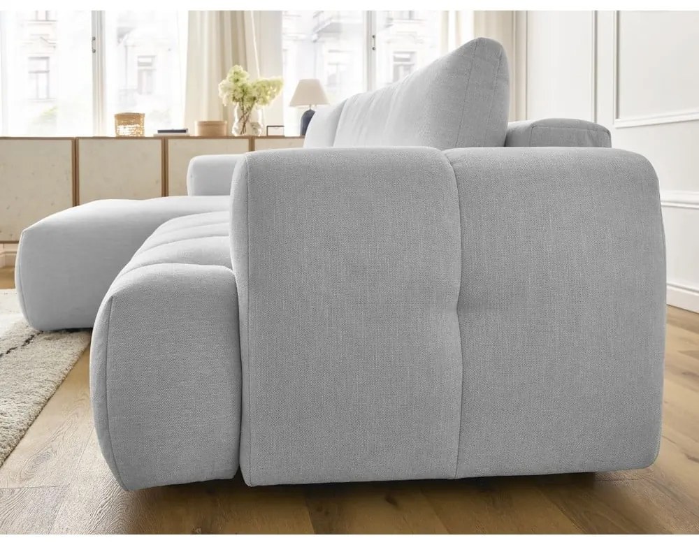 Svetlosivá rozkladacia/s úložným priestorom rohová pohovka (ľavý roh/s leňoškou) Fuji – Bobochic Paris