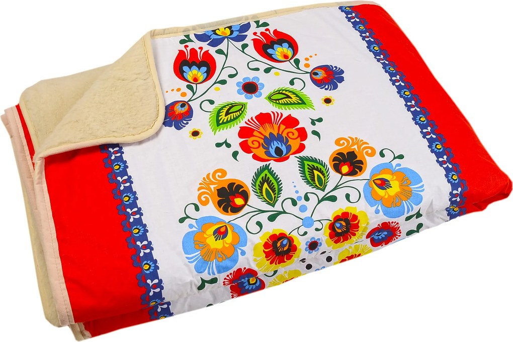 Prehoz z ovčej vlny červený