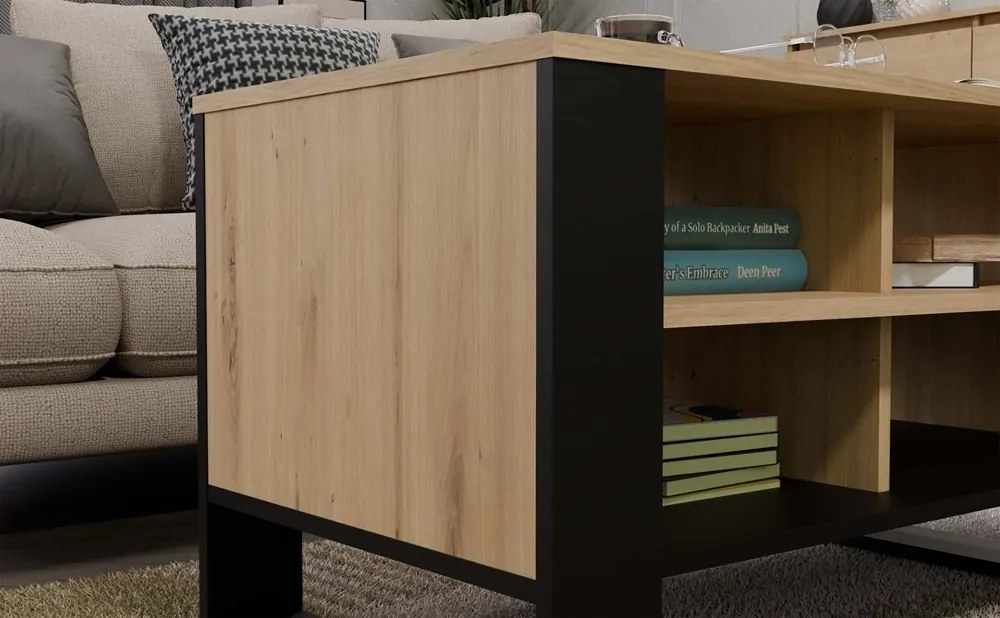 Konferenčný stolík LAWA Modern 4P Slim dub artisan/čierny