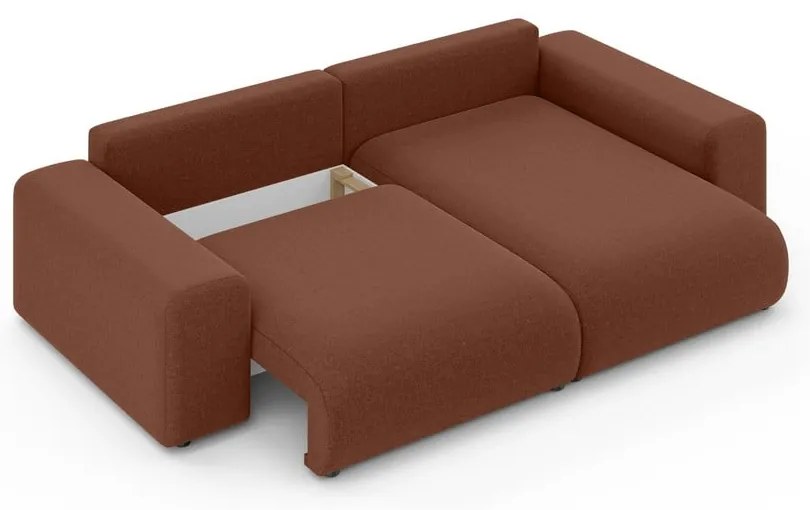 Rozkladacia rohová pohovka s úložným priestorom v tehlovej farbe (variabilný roh) Luma – Ropez