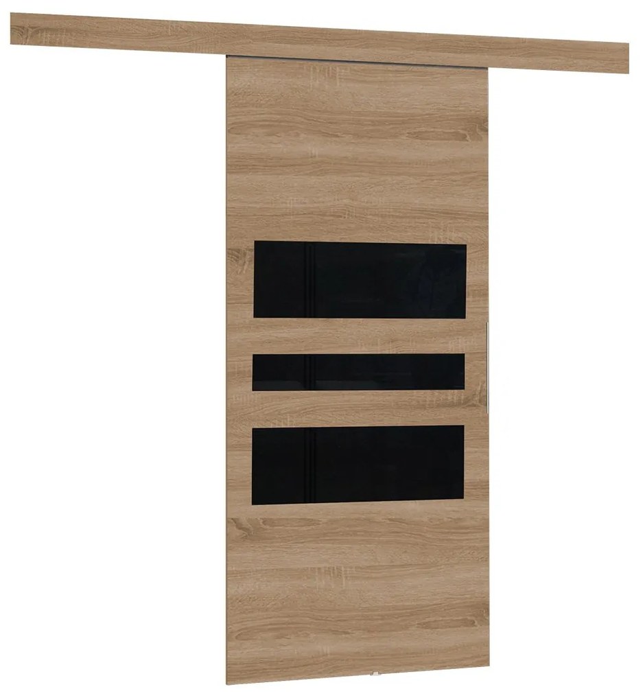Posuvné dvere Mereno I 90, Farba:: Biela / Grafit + čierny lacobel