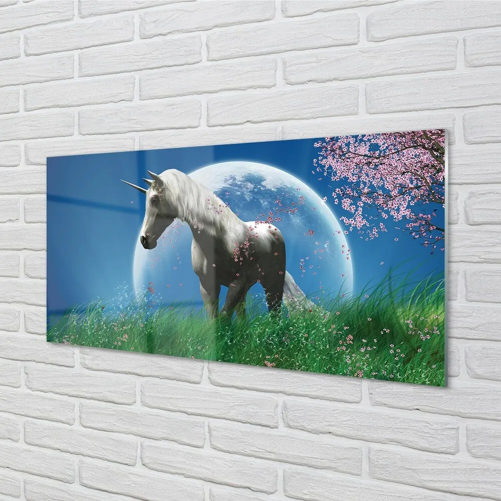 Sklenený obraz Pole jednorožec moon 140x70 cm