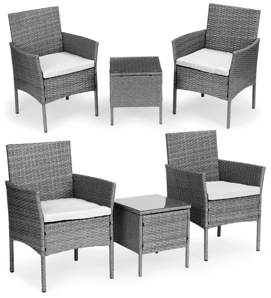 Set záhradného nábytku z technoratanu, sivá, MultiGarden