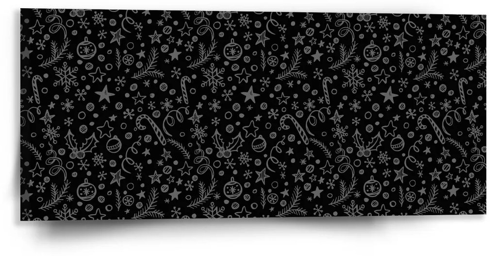 Sablio Obraz Vianoce na čiernej - 110x50 cm
