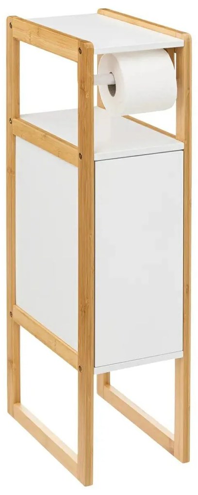 Polička na toaletný papaier Natureo White, biela/s drevenými prvkami