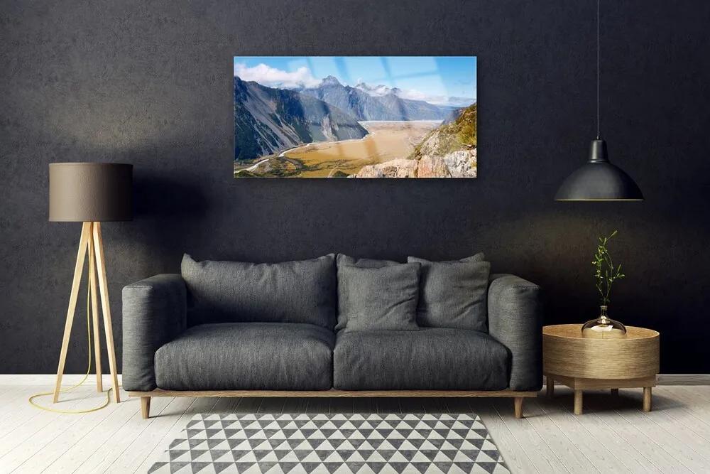 Obraz na skle Hory údolie príroda 125x50 cm