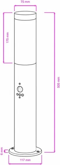 BRILAGI - Vonkajšia lampa s pohybovým čidlom ELIA 1xE27/20W/230V IP44 50 cm antracit