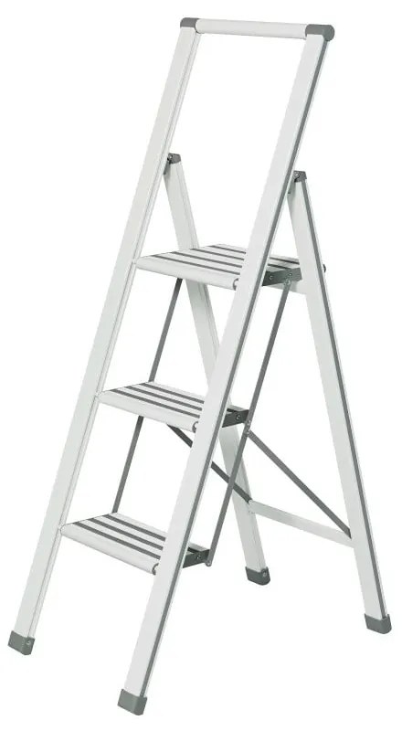 Biele skladacie schodíky Wenko Ladder Alu, 127 cm