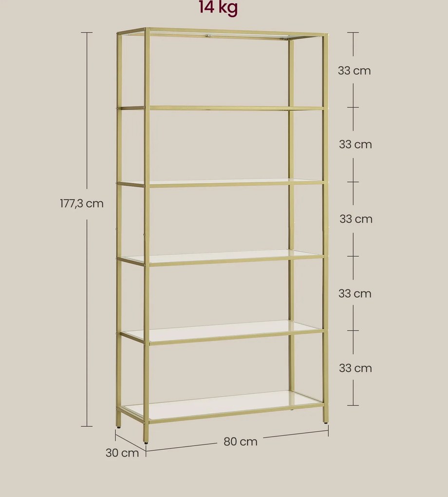 Policový regál Vasagle Umbulo zlatý