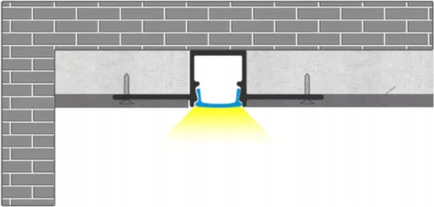 ECOLIGHT Zapustený hliníkový eloxovaný profil - sada 2m