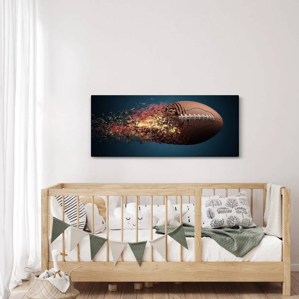 Obraz - Ragbyová lopta v akcii (120x50 cm)