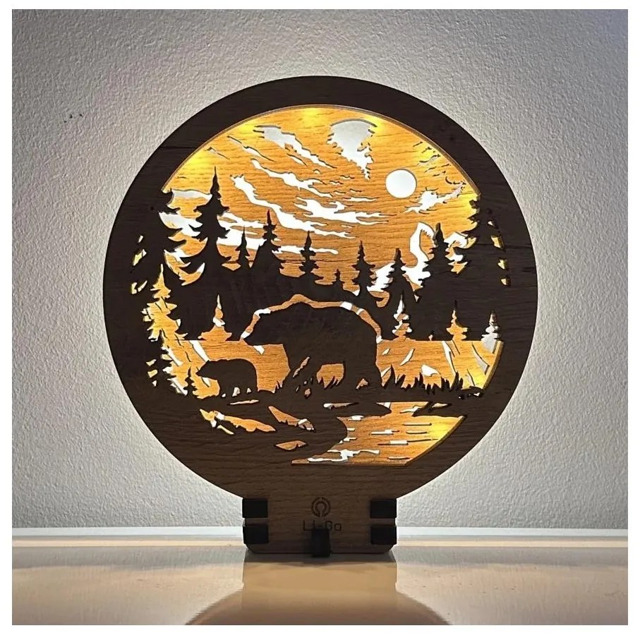 Li-Go 23595/DUB2 - LED stmievateľná stolová dekorácia LED/12W/230V 20x22 cm dub